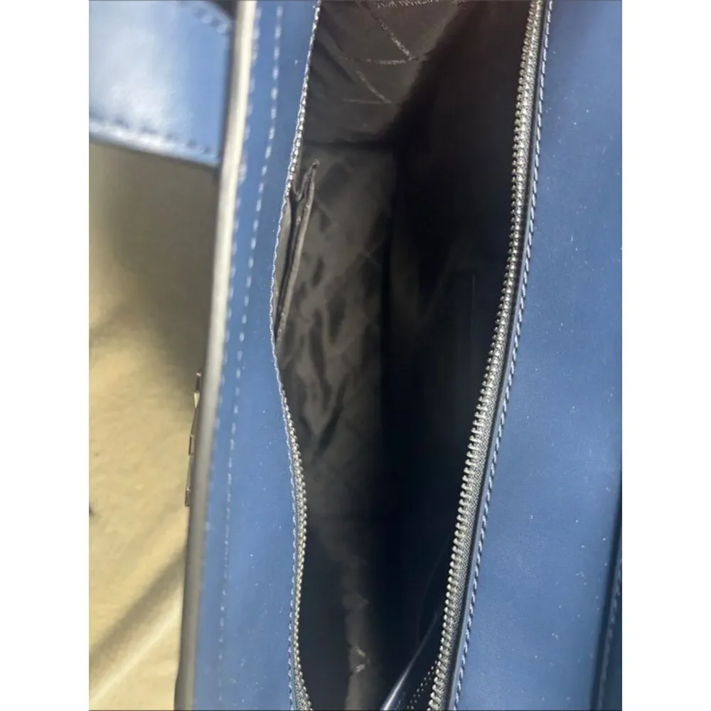 Michael Kors Cooper Tall Utility Tote Navy Leather Laptop Work Bag NWOT Mens